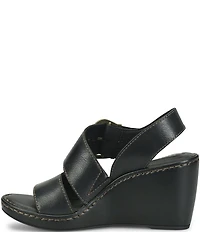 Born Sapphire Leather Wrapped Buckle Wege Sandals