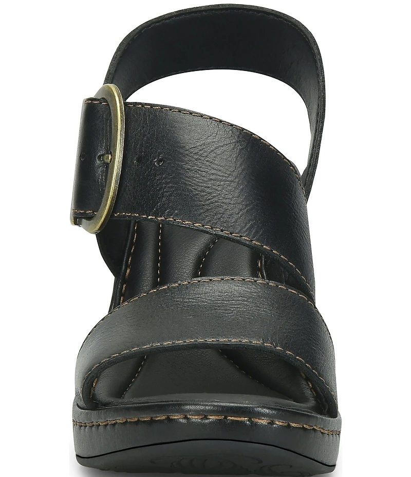 Born Sapphire Leather Wrapped Buckle Wege Sandals