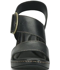 Born Sapphire Leather Wrapped Buckle Wege Sandals