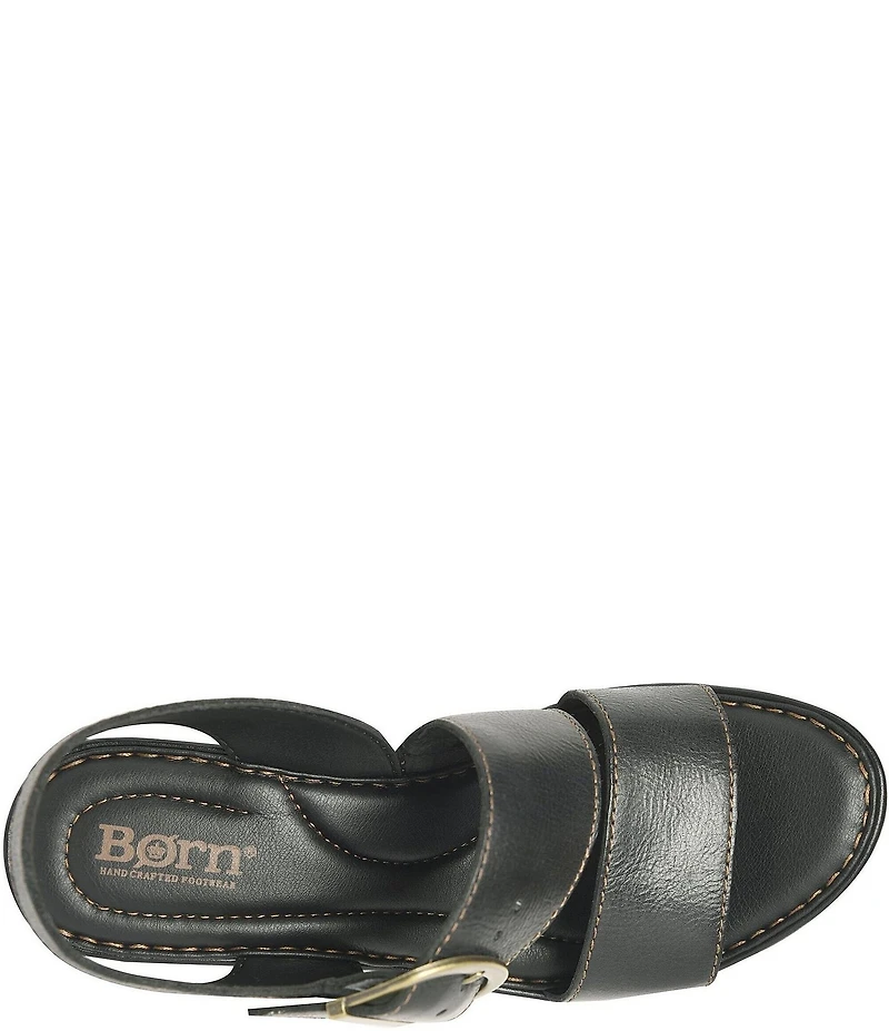 Born Sapphire Leather Wrapped Buckle Wege Sandals