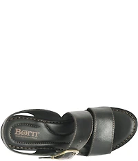Born Sapphire Leather Wrapped Buckle Wege Sandals