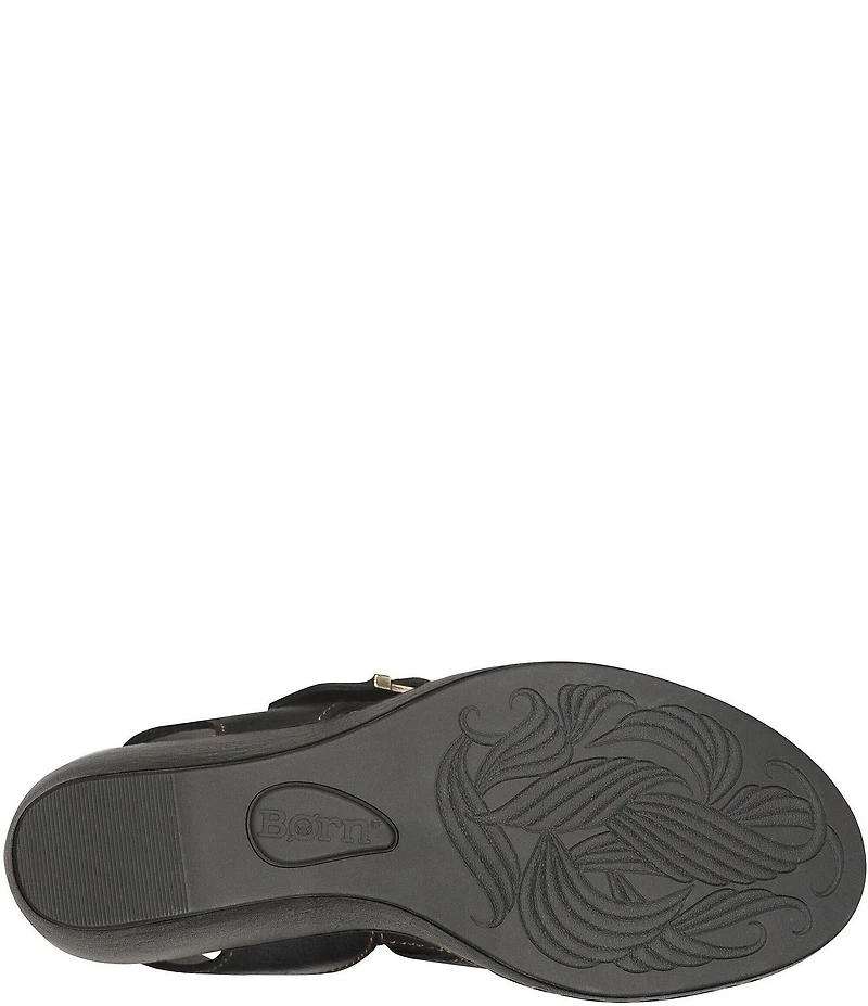 Born Sapphire Leather Wrapped Buckle Wege Sandals