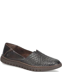 Born Sebra II Snake Embossed Leather Loafers
