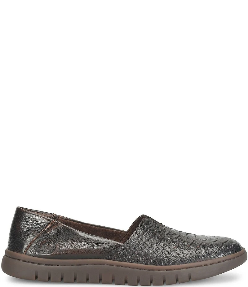 Born Sebra II Snake Embossed Leather Loafers