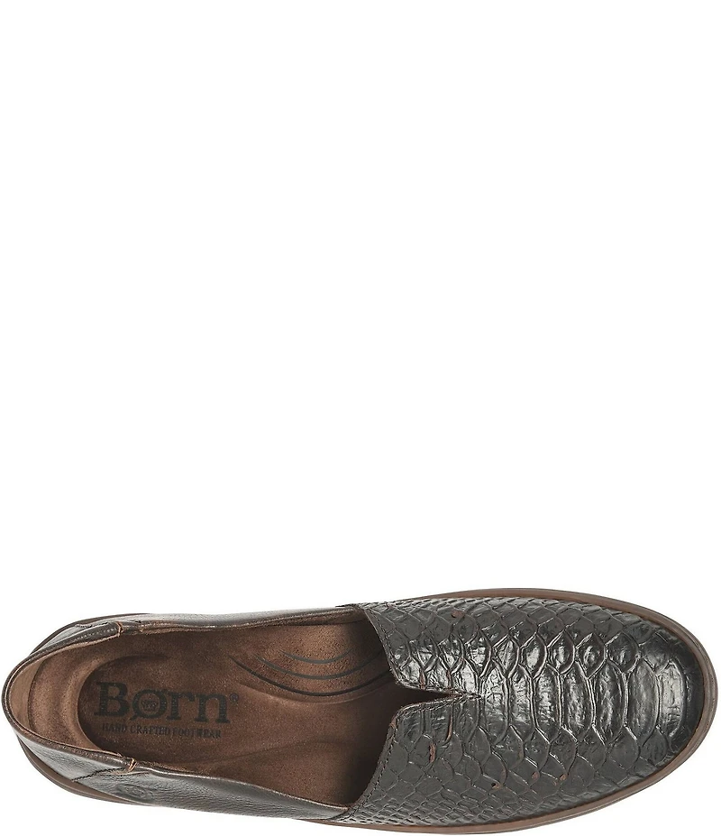 Born Sebra II Snake Embossed Leather Loafers