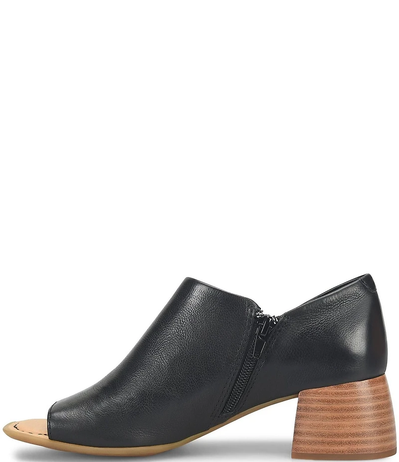 Born Sher Leather Block Heel Open Toe Shooties