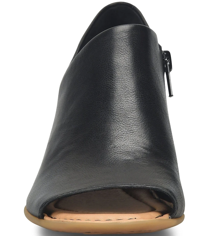 Born Sher Leather Block Heel Open Toe Shooties