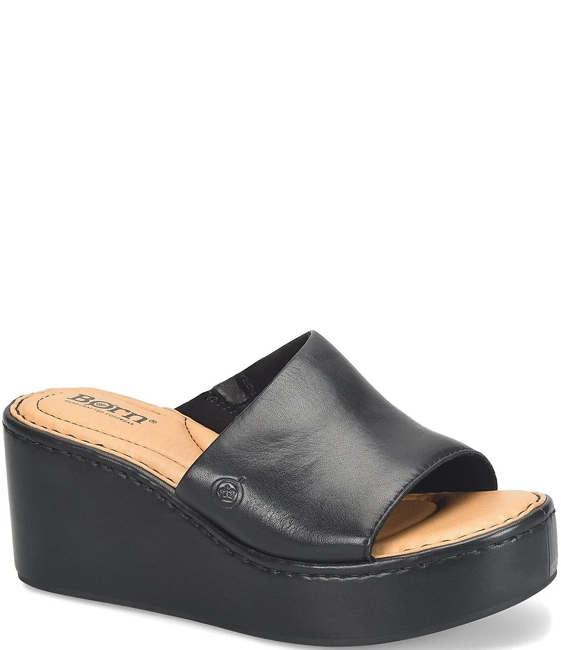 Born Shilo Leather Platform Wedge Slides
