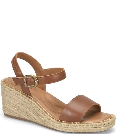 Born Shore Leather Espadrille Wedge Sandals