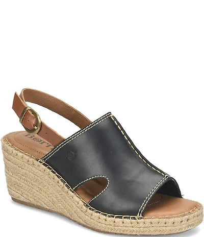 Born Shoshone Leather Espadrille Wedge Sandals