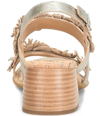 Born Springs Metallic Leather Flower Ornament Banded Slingback Dress Sandals