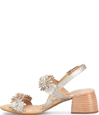 Born Springs Metallic Leather Flower Ornament Banded Slingback Dress Sandals