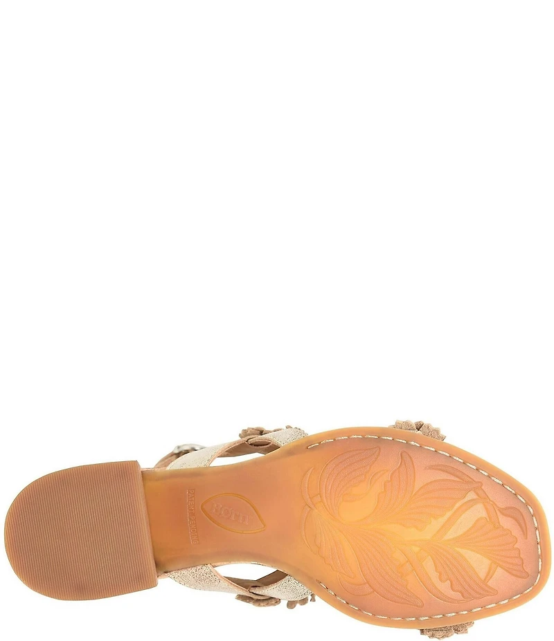 Born Springs Metallic Leather Flower Ornament Banded Slingback Dress Sandals
