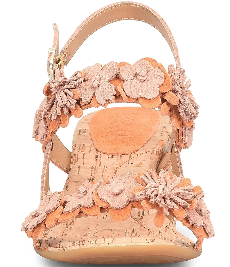 Born Springs Suede Flower Ornament Banded Slingback Dress Sandals