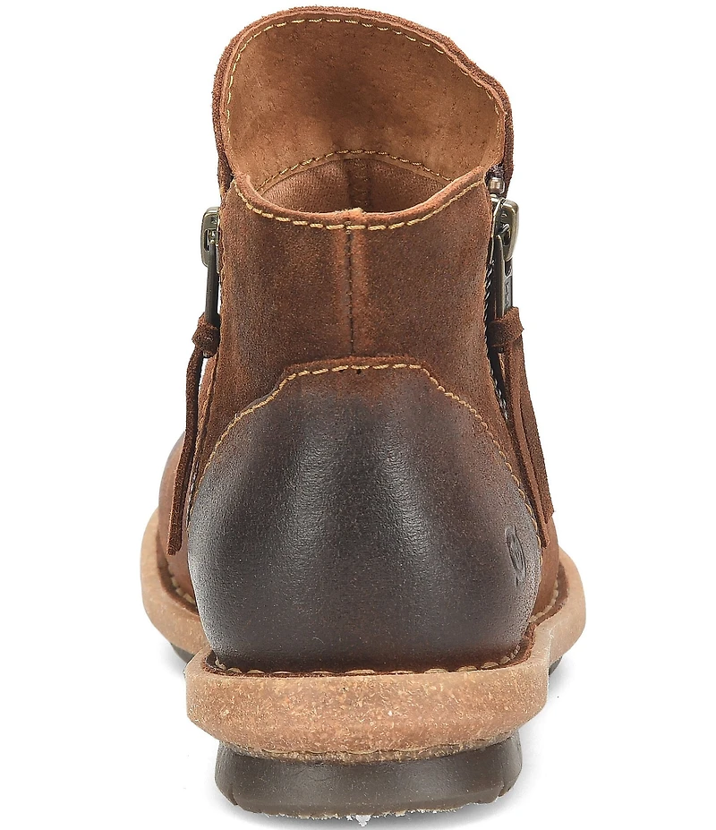 Born Thia Distressed Leather Dual Zip Ankle Booties