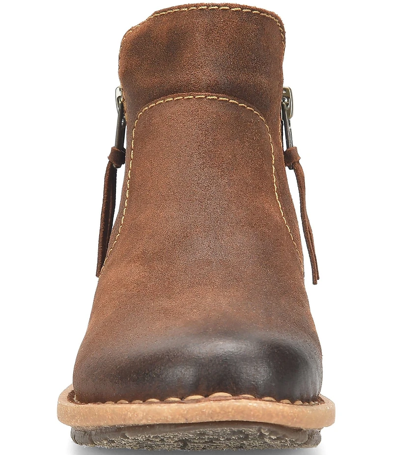 Born Thia Distressed Leather Dual Zip Ankle Booties