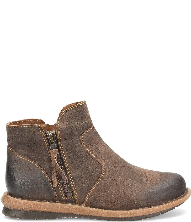 Born Thia Distressed Leather Dual Zip Ankle Booties