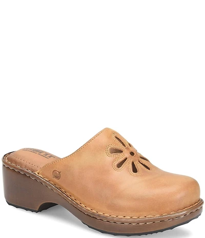 Born Torry Leather Flower Cut Out Clogs