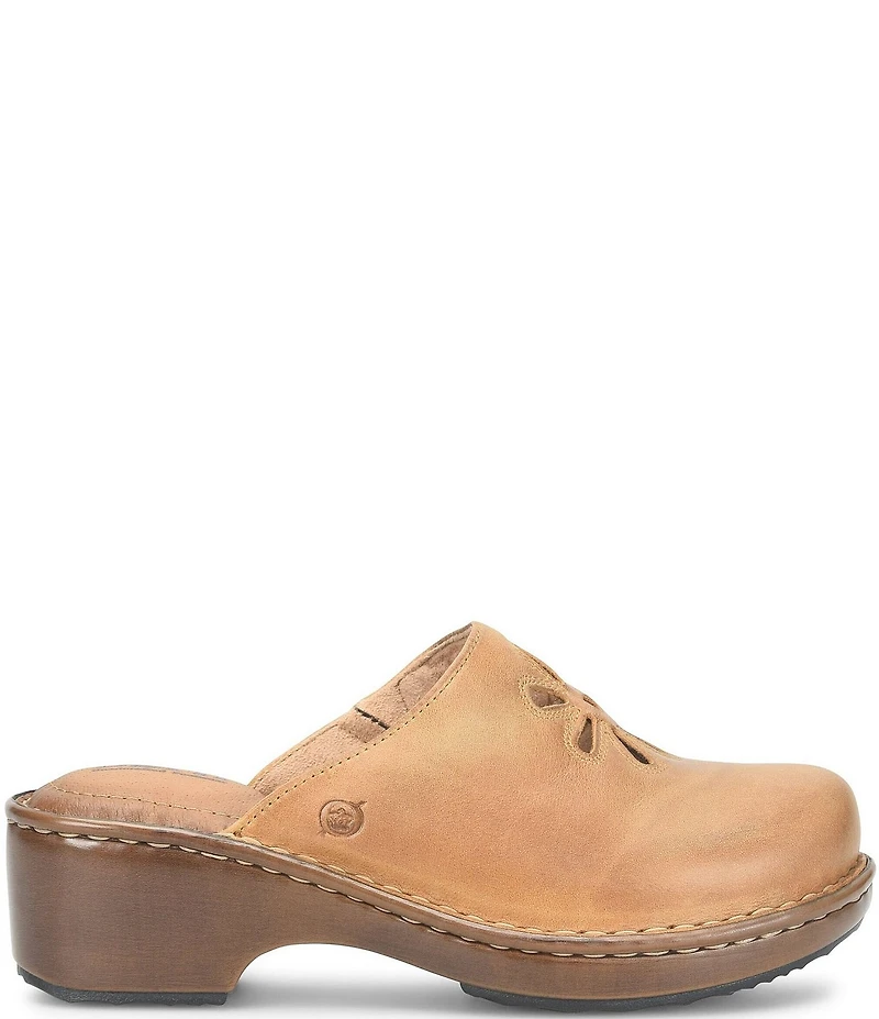 Born Torry Leather Flower Cut Out Clogs