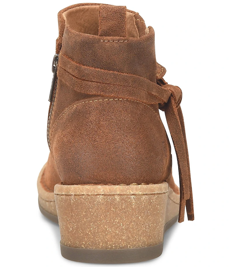 Born Vaughn Distressed Suede Wedge Ankle Booties