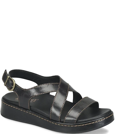 Born Victoria Leather Platform Wedge Sandals