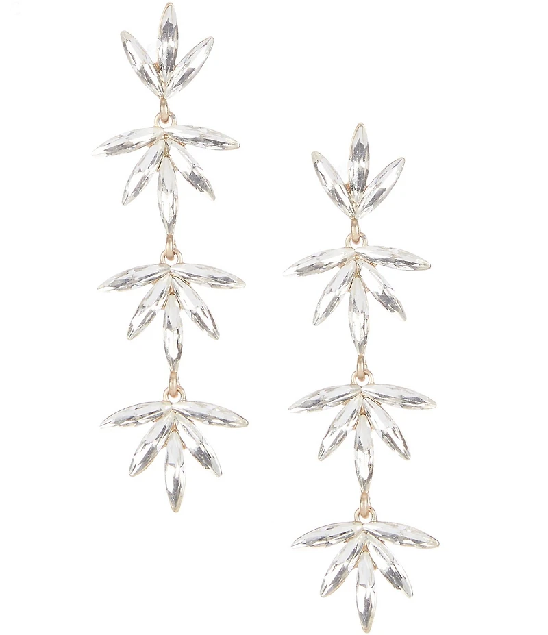 Southern Living x Borrowed & Blue Flower Linear Crystal Gold Statement Earrings