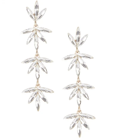 Southern Living x Borrowed & Blue Flower Linear Crystal Gold Statement Earrings