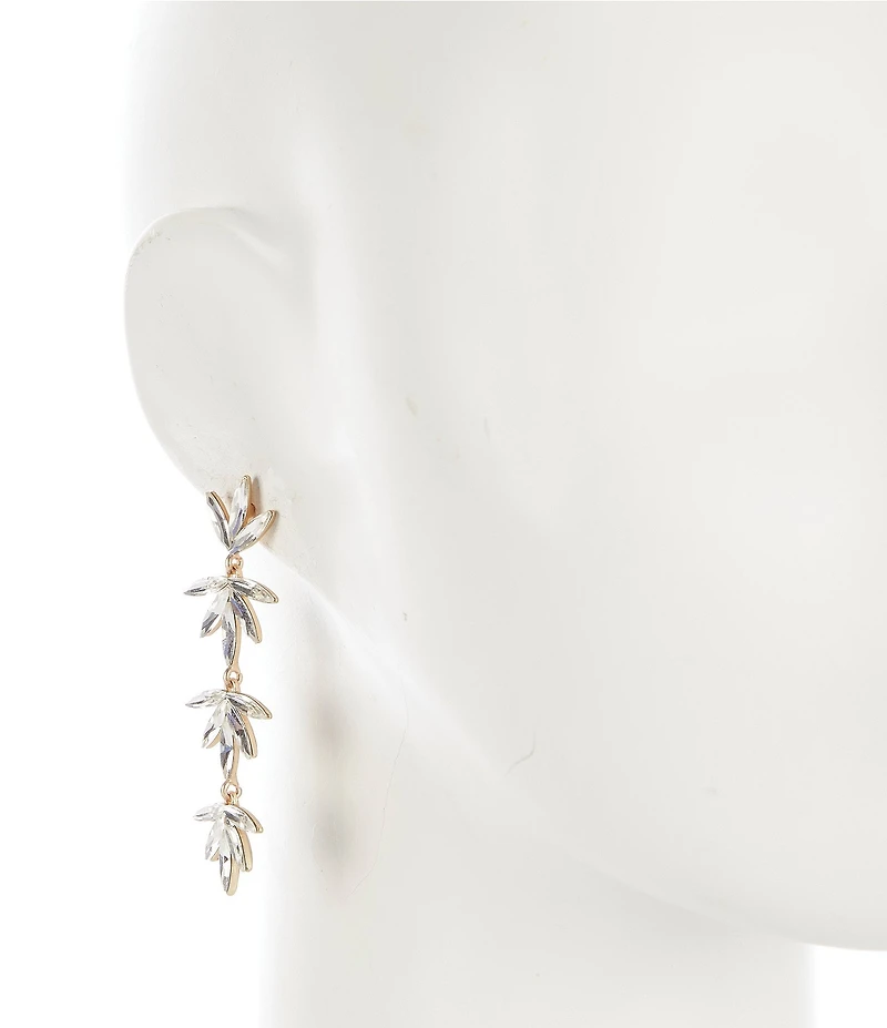 Southern Living x Borrowed & Blue Flower Linear Crystal Gold Statement Earrings