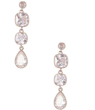 Southern Living x Borrowed & Blue Three Drop Cubic Zirconia Crystal Linear Earrings