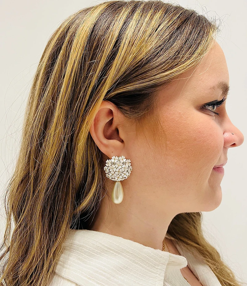 Southern Living x Borrowed & Blue Flower Pearl Statement Drop Earrings