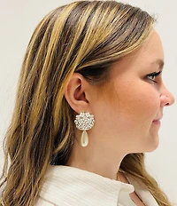 Southern Living x Borrowed & Blue Flower Pearl Statement Drop Earrings