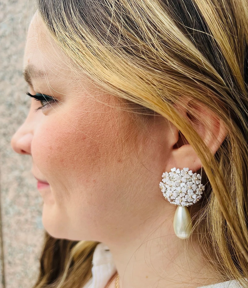 Southern Living x Borrowed & Blue Flower Pearl Statement Drop Earrings