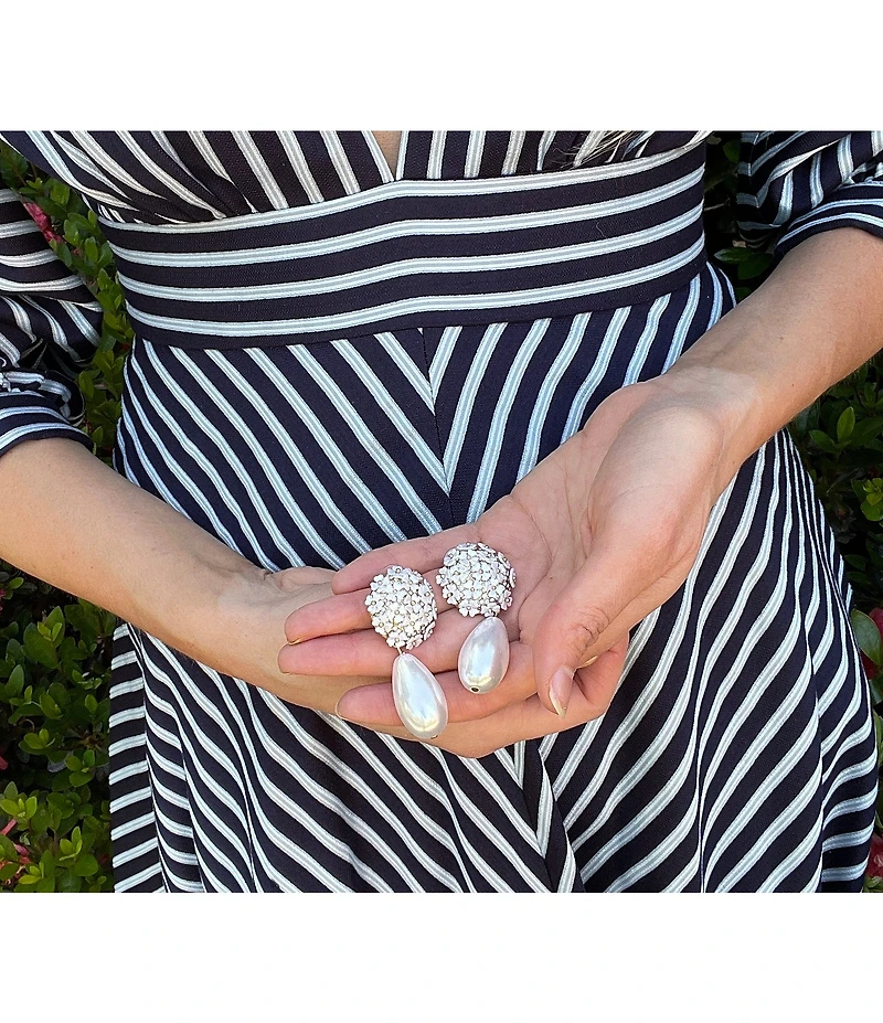 Southern Living x Borrowed & Blue Flower Pearl Statement Drop Earrings