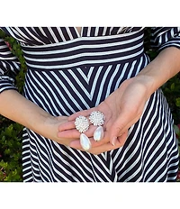 Southern Living x Borrowed & Blue Flower Pearl Statement Drop Earrings