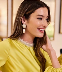 Southern Living x Borrowed & Blue Flower Pearl Statement Drop Earrings