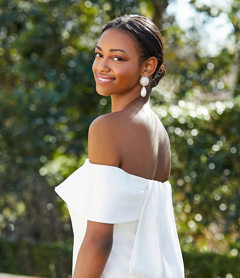 Southern Living x Borrowed & Blue Flower Pearl Statement Drop Earrings