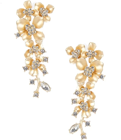 Borrowed & Blue by Southern Living Graduating Metal Stone Flower Drop Statement Earrings