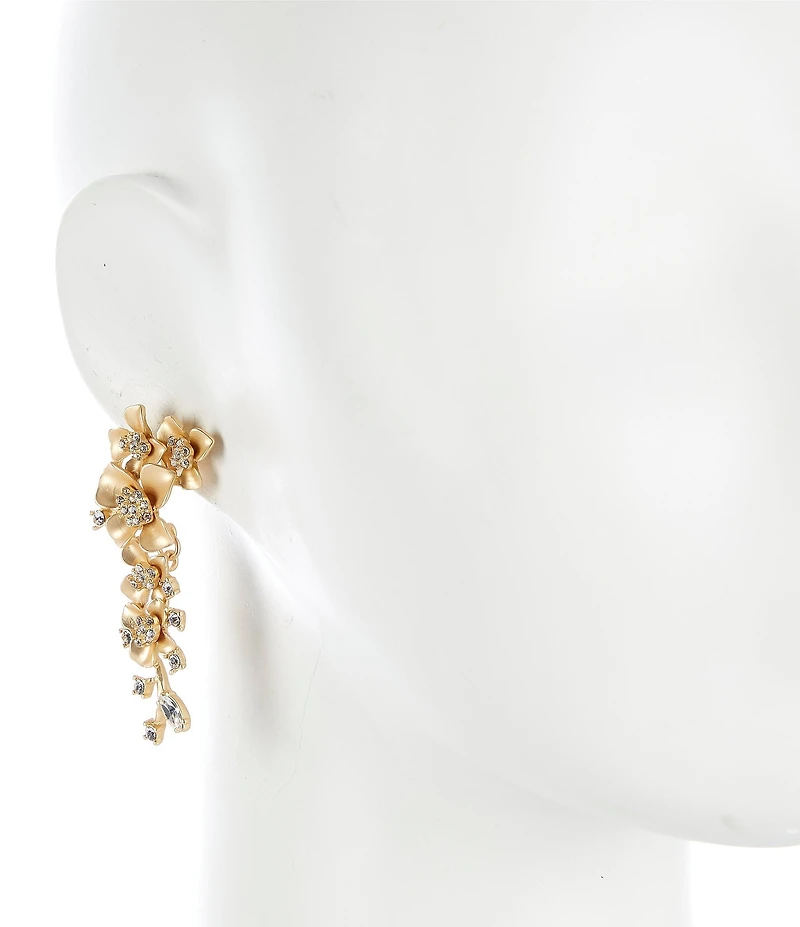 Borrowed & Blue by Southern Living Graduating Metal Stone Flower Drop Statement Earrings