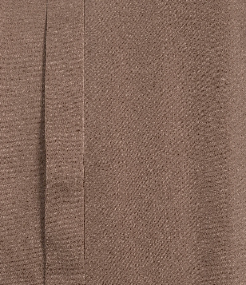 BOSS by Hugo Boss Banorah Silk Satin Pleated Round Neck Long Sleeve Blouse
