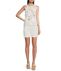 BOSS By Hugo Boss Berodi Broderie Anglaise Lace Round Neck Sleeveless Top