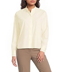 BOSS by Hugo Boss Bertyna Woven Stand Collar Long Sleeve Button-Front Blouse