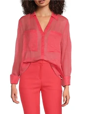 BOSS by Hugo Boss Calypso Point Collar V-Neck Long Sleeve Shirt
