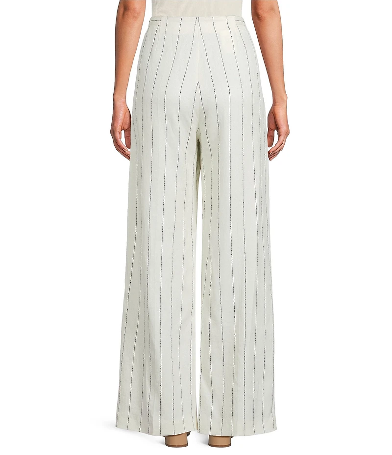 BOSS by Hugo Boss Coordinating Tiana Linen Blend Pinstripe Wide Leg Pleated Trouser