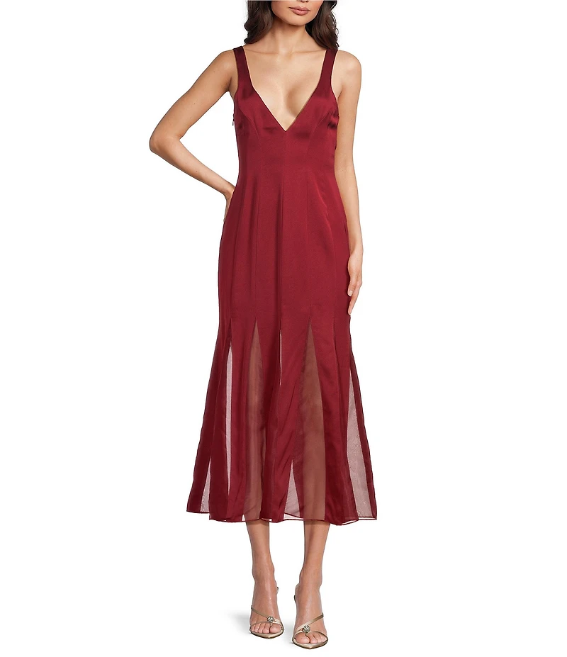 BOSS By Hugo Boss Donabellie V-Neck Sleeveless Godet Insert Midi Dress