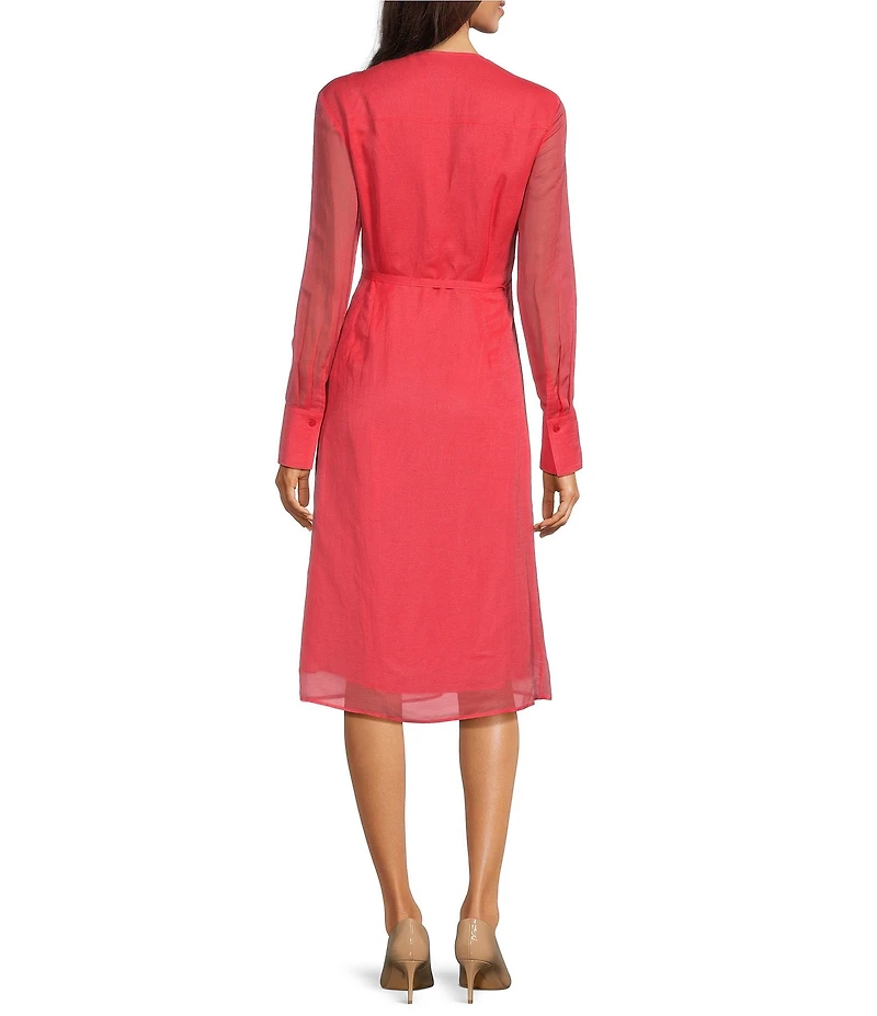BOSS by Hugo Boss Dosala V-Neck Long Sheer Sleeve Wrap Midi Dress
