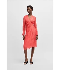 BOSS by Hugo Boss Dosala V-Neck Long Sheer Sleeve Wrap Midi Dress