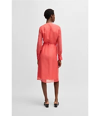 BOSS by Hugo Boss Dosala V-Neck Long Sheer Sleeve Wrap Midi Dress