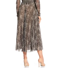 BOSS By Hugo Boss Edrisa Coordinating Tweed Printed Mesh Pleated Midi Skirt