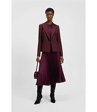 BOSS by Hugo Boss Fadridi Knit Scoop Neck Short Sleeve Pleated Midi Dress