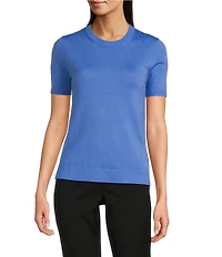 BOSS by Hugo Boss Falyssiasi Soft Knit Virgin Wool Crew Neck Short Sleeve Top